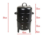 3 in 1 Barrel Smoker BBQ Charcoal Smoker Barbecue Grill 3 Layers