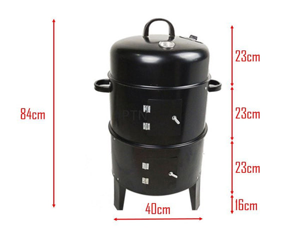 3 in 1 Barrel Smoker BBQ Charcoal Smoker Barbecue Grill 3 Layers
