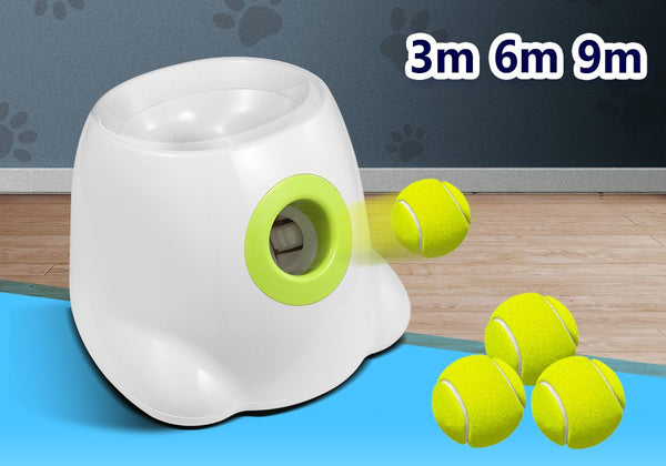 Dog Ball Launcher Thrower Automatic Tennis Fetch Throwing Machine with 3 Balls