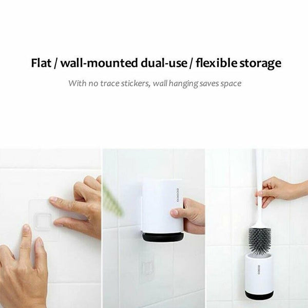 Silicone Soft Bristle Toilet Brush Standing Base Cleaning