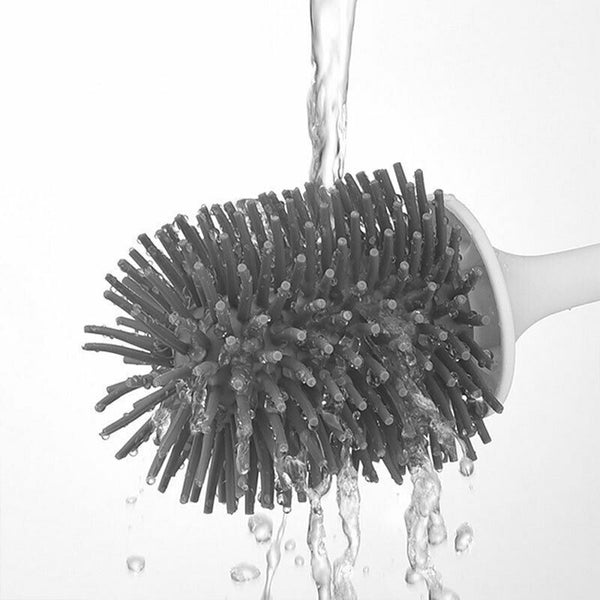 Silicone Soft Bristle Toilet Brush Standing Base Cleaning