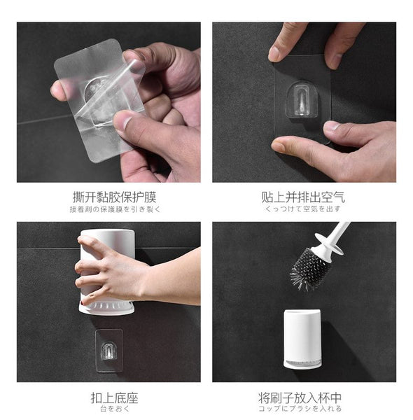 Silicone Soft Bristle Toilet Brush Standing Base Cleaning