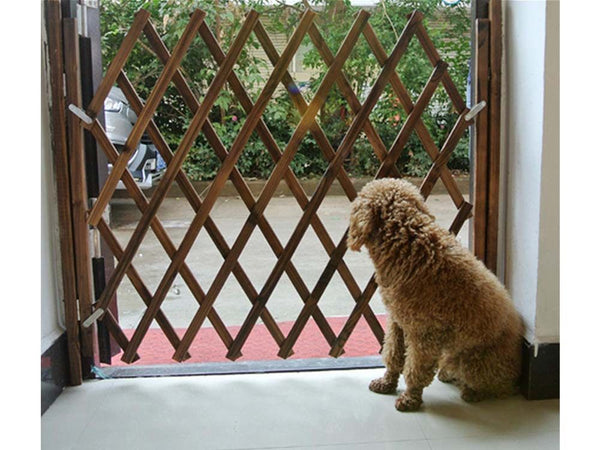 Large Wooden Fence Dog Safety Gate Door Barrier - Retractable