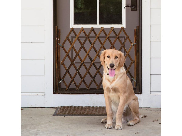 Large Wooden Fence Dog Safety Gate Door Barrier - Retractable