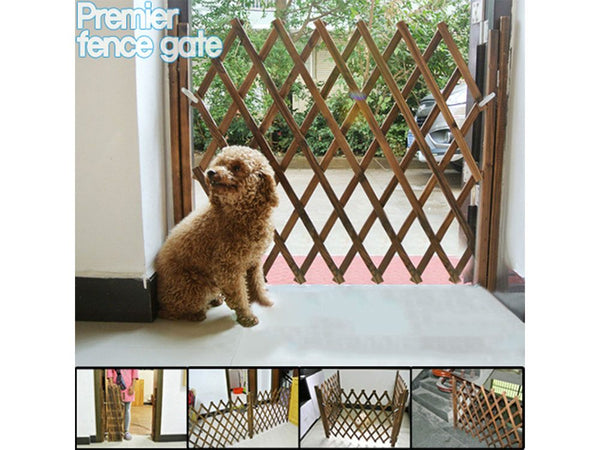 Large Wooden Fence Dog Safety Gate Door Barrier - Retractable