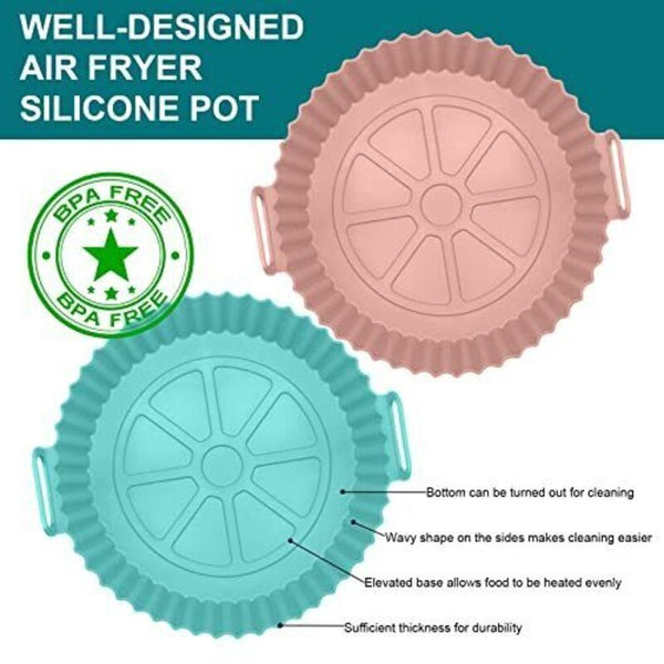 Reusable Air Fryer Liners Silicone Pots Baskets Set