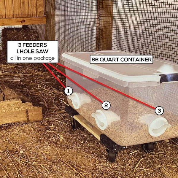 Chicken Feeder with Rat Stopper Caps