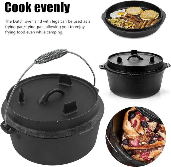 Cast Iron Dutch Oven Camping Pot Frying Pan Skillet Set