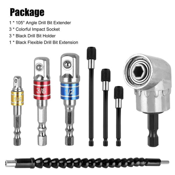 Drill Angel Adapter Shaft Extension Hex Shank Socket Set