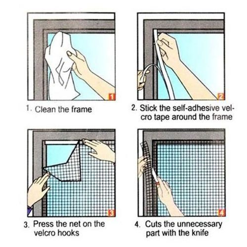 1.3x1.5m mosquito Net Fly screen Bug Mesh Insect Screen Self-adhesive