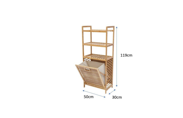 3 Tiers Bamboo Laundry Storage Shelf Rack Bathroom Cabinet Organizer