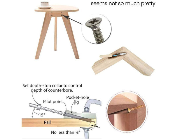 15Pcs Angle Hole Kit Pocket hole Jig Guide Dowel Drill Oblique Drilling