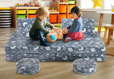Kids Sofa Set 6Pcs Play Couch Lounge Chair Folding Toddler Cushion Cover