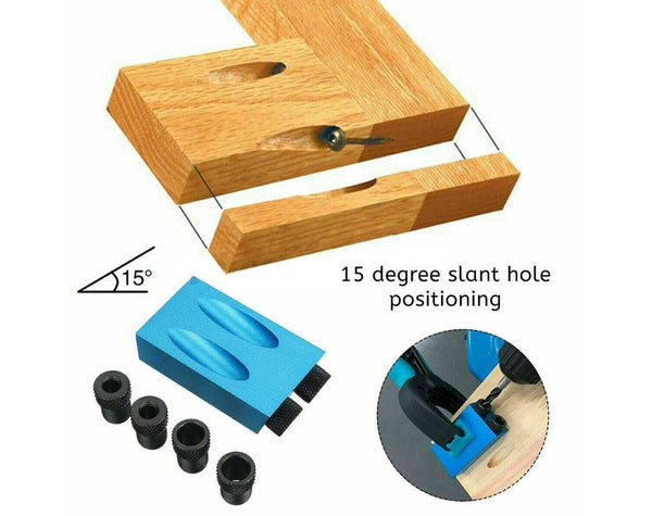 15Pcs Angle Hole Kit Pocket hole Jig Guide Dowel Drill Oblique Drilling