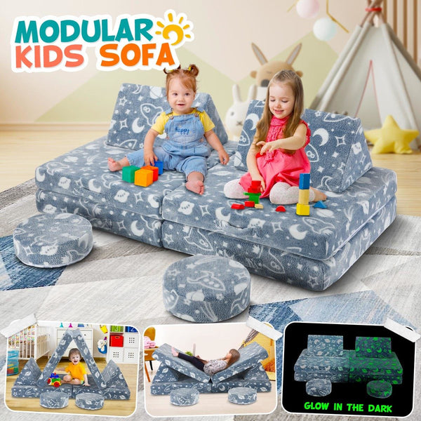 Kids Sofa Set 6Pcs Play Couch Lounge Chair Folding Toddler Cushion Cover