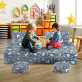 Kids Sofa Set 6Pcs Play Couch Lounge Chair Folding Toddler Cushion Cover