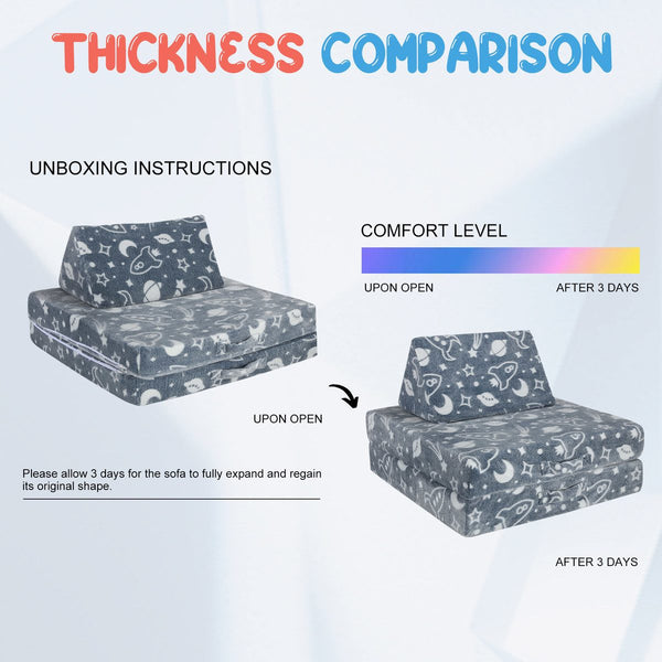 Kids Sofa Set 6Pcs Play Couch Lounge Chair Folding Toddler Cushion Cover