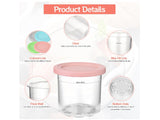 4 Pack Ice Cream Cups 16oz Containers for Ninja Creami Pint,NC299AMZ & NC300s