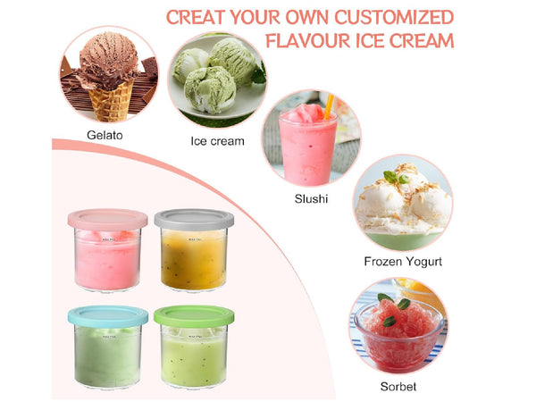4 Pack Ice Cream Cups 16oz Containers for Ninja Creami Pint,NC299AMZ & NC300s