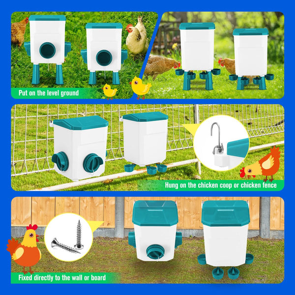 Chicken Coop Bird Food Feeder Waterer Dispenser Set