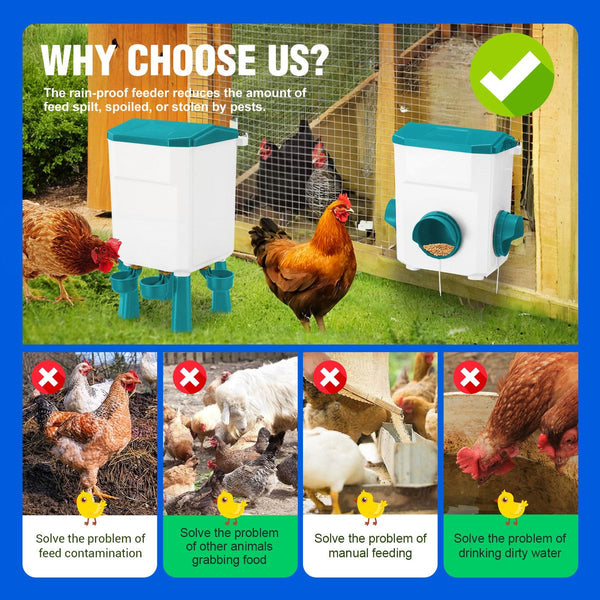 Chicken Coop Bird Food Feeder Waterer Dispenser Set