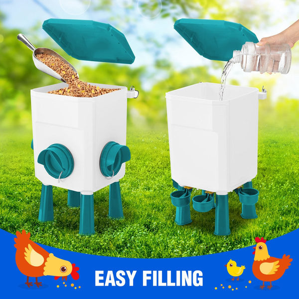 Chicken Coop Bird Food Feeder Waterer Dispenser Set