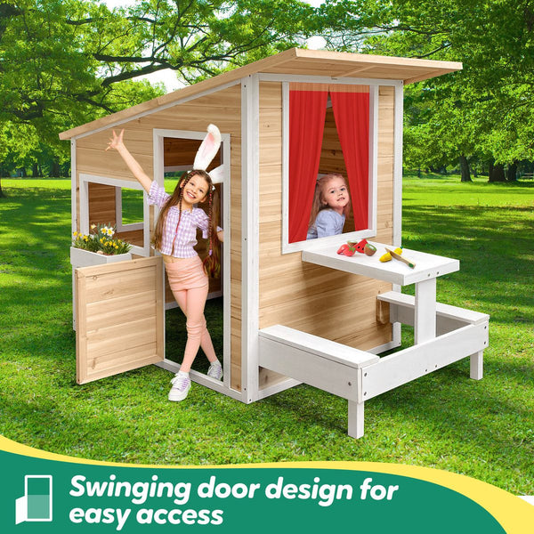 Kids Wooden Cubby House Playhouse