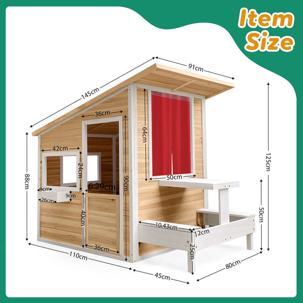 Kids Wooden Cubby House Playhouse
