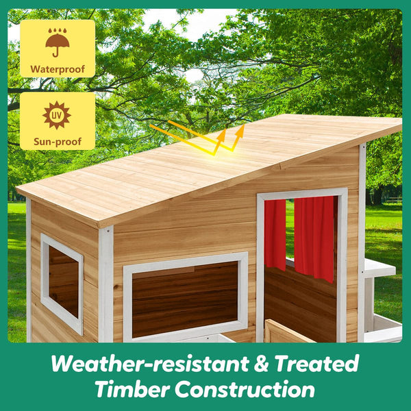 Kids Wooden Cubby House Playhouse