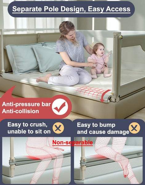 Baby Bed Rail 1.5m, Kids Safe Toddler Fence 150cm