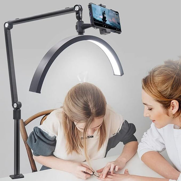 Half Moon Light for Lashes, LED Nail Desk Lamp, Lash Light for Eyelash