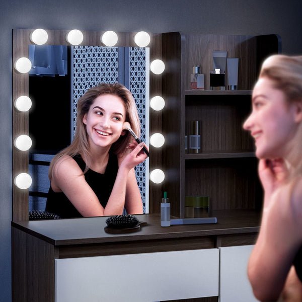 Dressing Table Makeup Desk Dresser with 12 LED Lighted Mirror