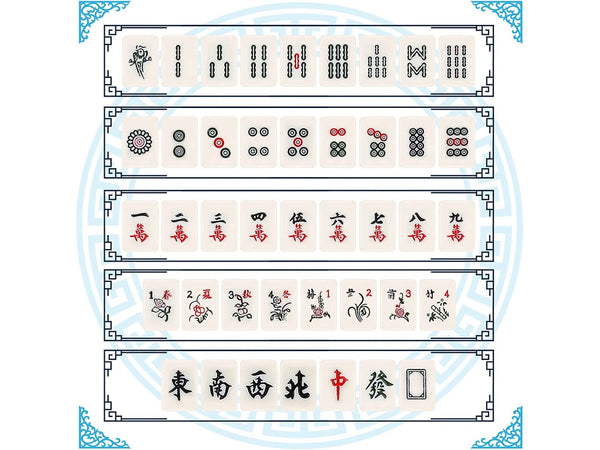 Mahjong Set with 2PCS Dice & Wooden Carrying Case Box