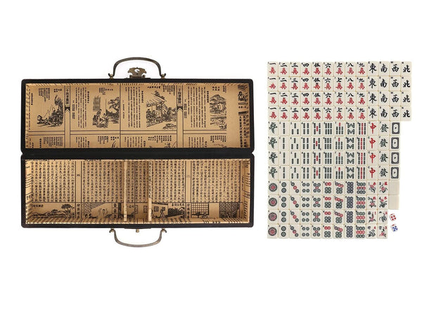 Mahjong Set with 2PCS Dice & Wooden Carrying Case Box