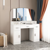 Dressing Table Vanity Mirror Dresser Makeup Desk With 3 Drawers Storage Bedroom