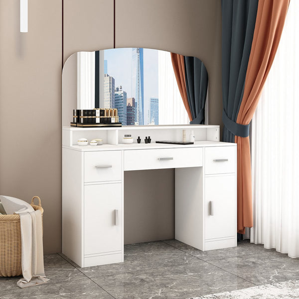 Dressing Table Vanity Mirror Dresser Makeup Desk With 3 Drawers Storage Bedroom