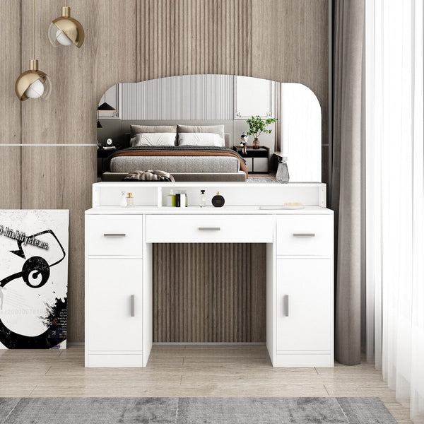 Dressing Table Vanity Mirror Dresser Makeup Desk With 3 Drawers Storage Bedroom