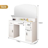 Dressing Table Vanity Mirror Dresser Makeup Desk With 3 Drawers Storage Bedroom