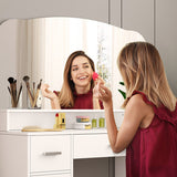 Dressing Table Vanity Mirror Dresser Makeup Desk With 3 Drawers Storage Bedroom