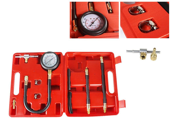 Universal Fuel Injection Gauge Pressure Tester Test Kit Car System Pump Tool Set