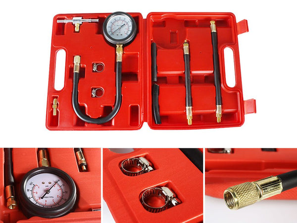 Universal Fuel Injection Gauge Pressure Tester Test Kit Car System Pump Tool Set