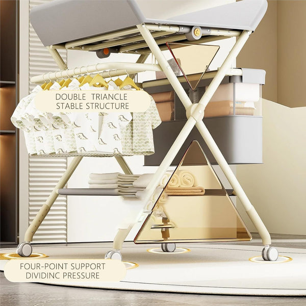 Baby Changing Table, Portable Folding Changing Table with Wheels