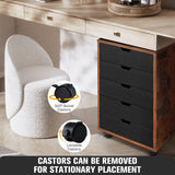 5 Drawer File Cabinet Mobile Filing Document Organiser Chest Cupboard Brown