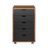 5 Drawer File Cabinet Mobile Filing Document Organiser Chest Cupboard Brown