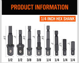 12Pc Drill Socket Adapter Set Impact Nut Driver Hex Extension Bit 1/4" 3/8" 1/2"