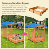 Kids Playhouse Sand Pit Wooden Box Canopy Play Ground Station Outdoor Toys