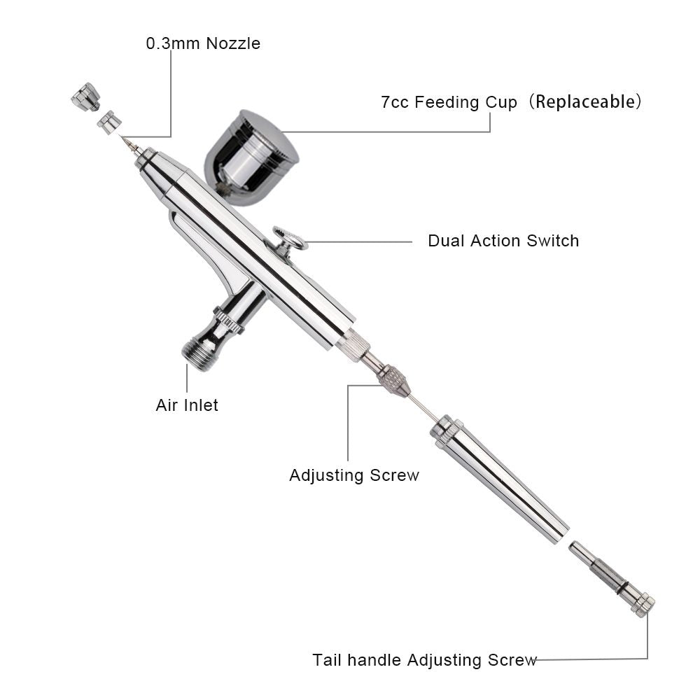 Air Brush Compressor Spray Gun Kit golly.co.nz