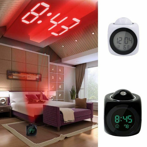 Alarm Clock LED Wall/Ceiling Projection LCD Digital Talking
