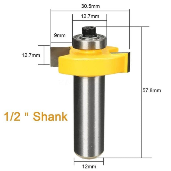 1/4" Rabbet Router Bit With Bearings Trimmer Set