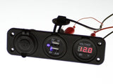 3 in 1 Car Dual USB Port Charger + Cigarette Lighter Socket + Digital Voltmeter